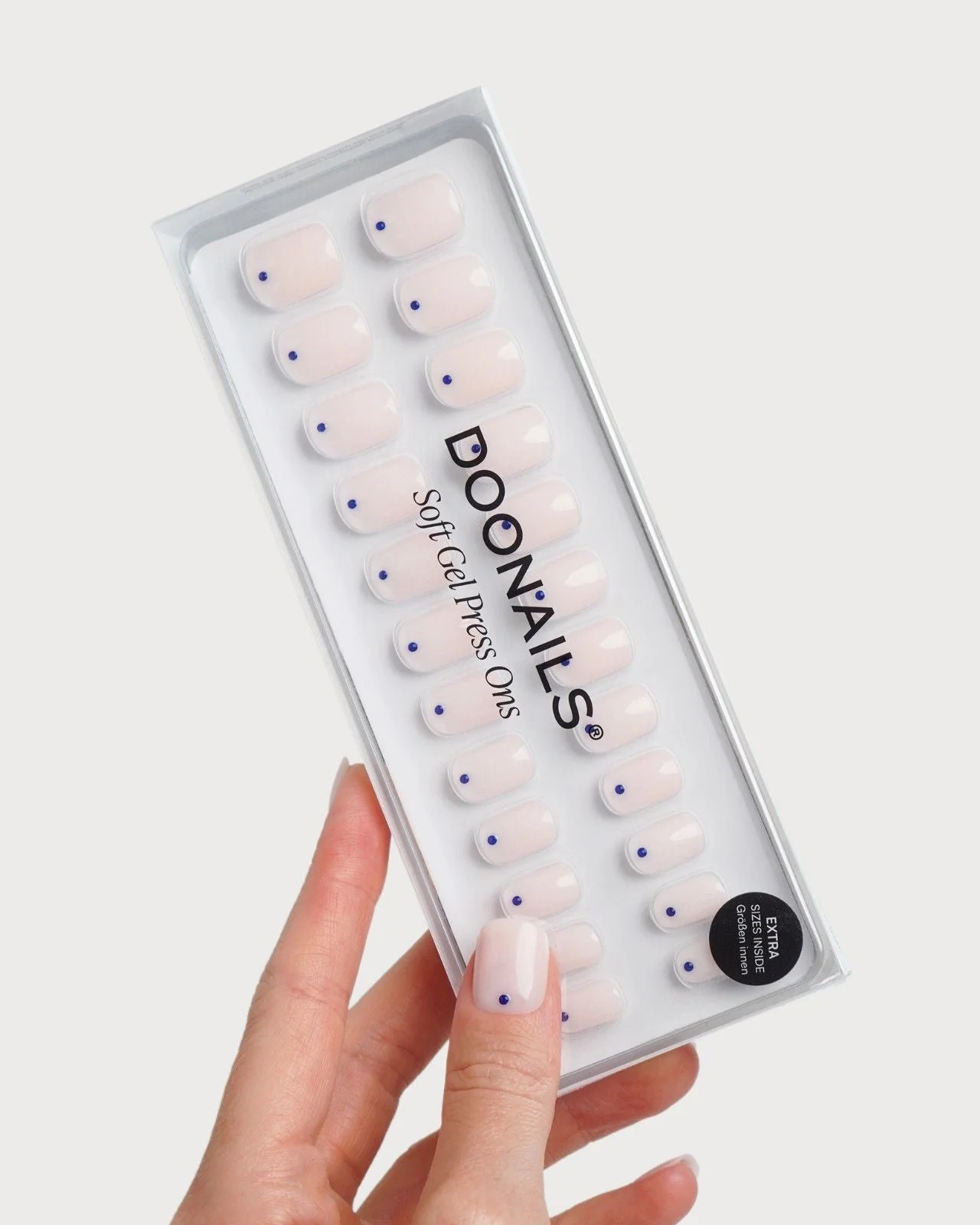 Blue Dots Extra Short Square Soft Gel Press Ons - Image 3