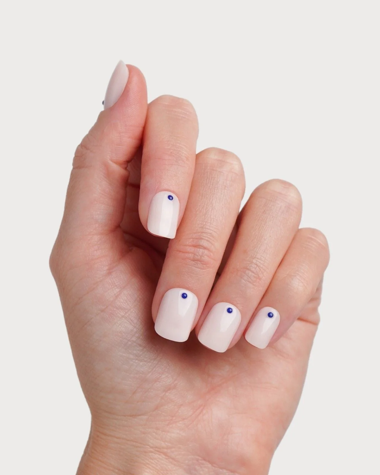 Blue Dots Extra Short Square Soft Gel Press Ons - Image 4
