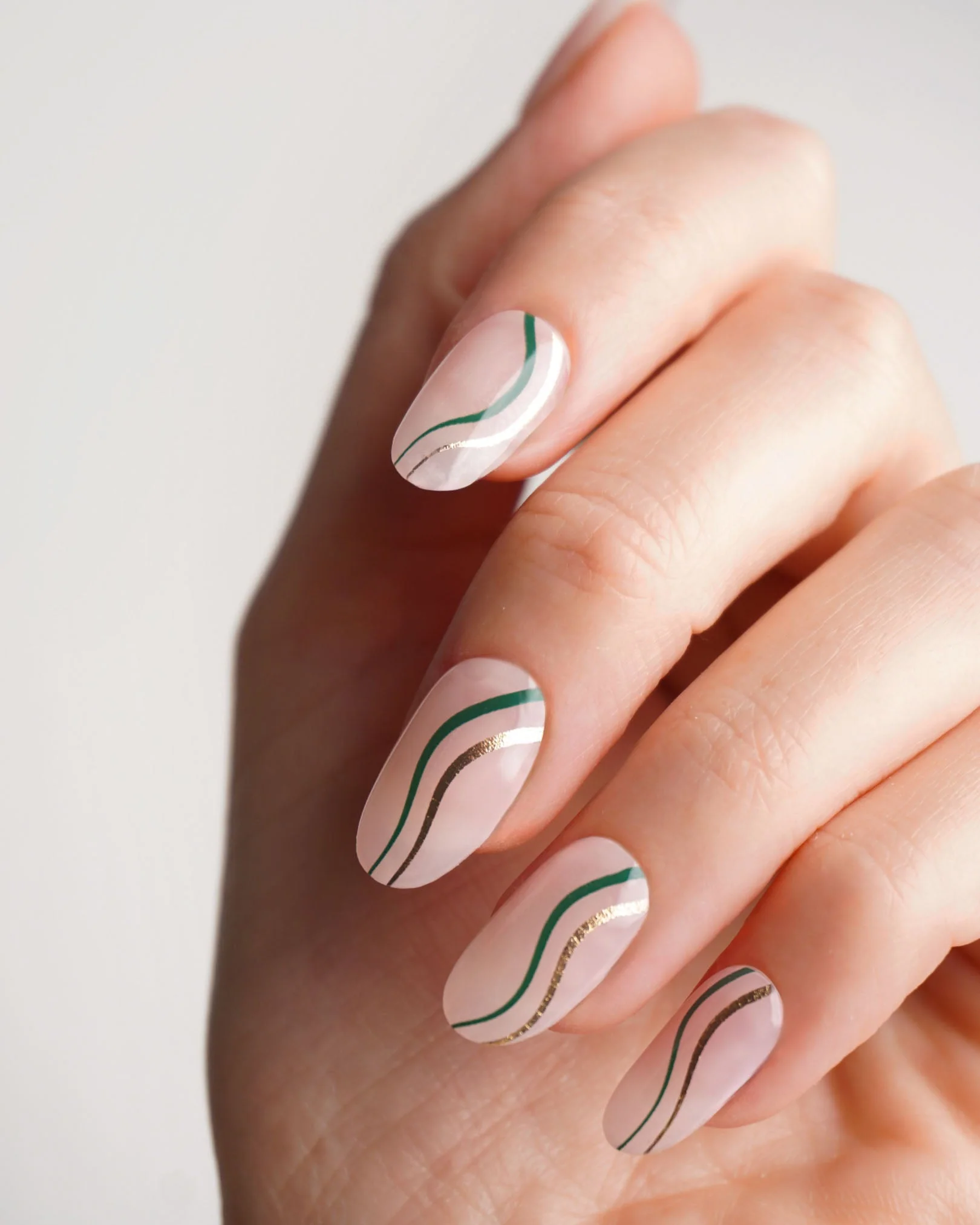 Gold Green Swirl UV Gel Strips - Image 2