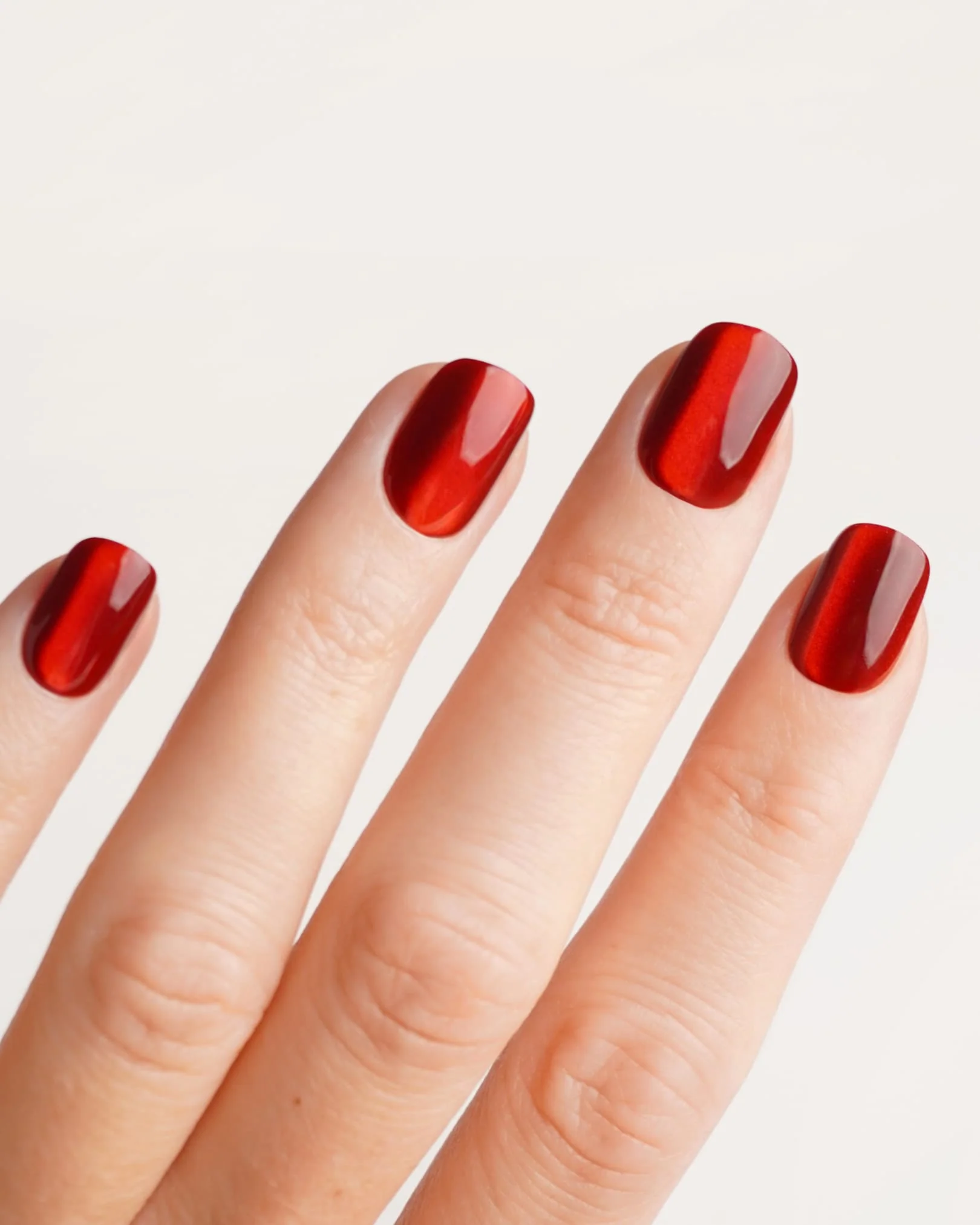 Red Cat Eye Extra Short Square Soft Gel Press Ons - Image 2
