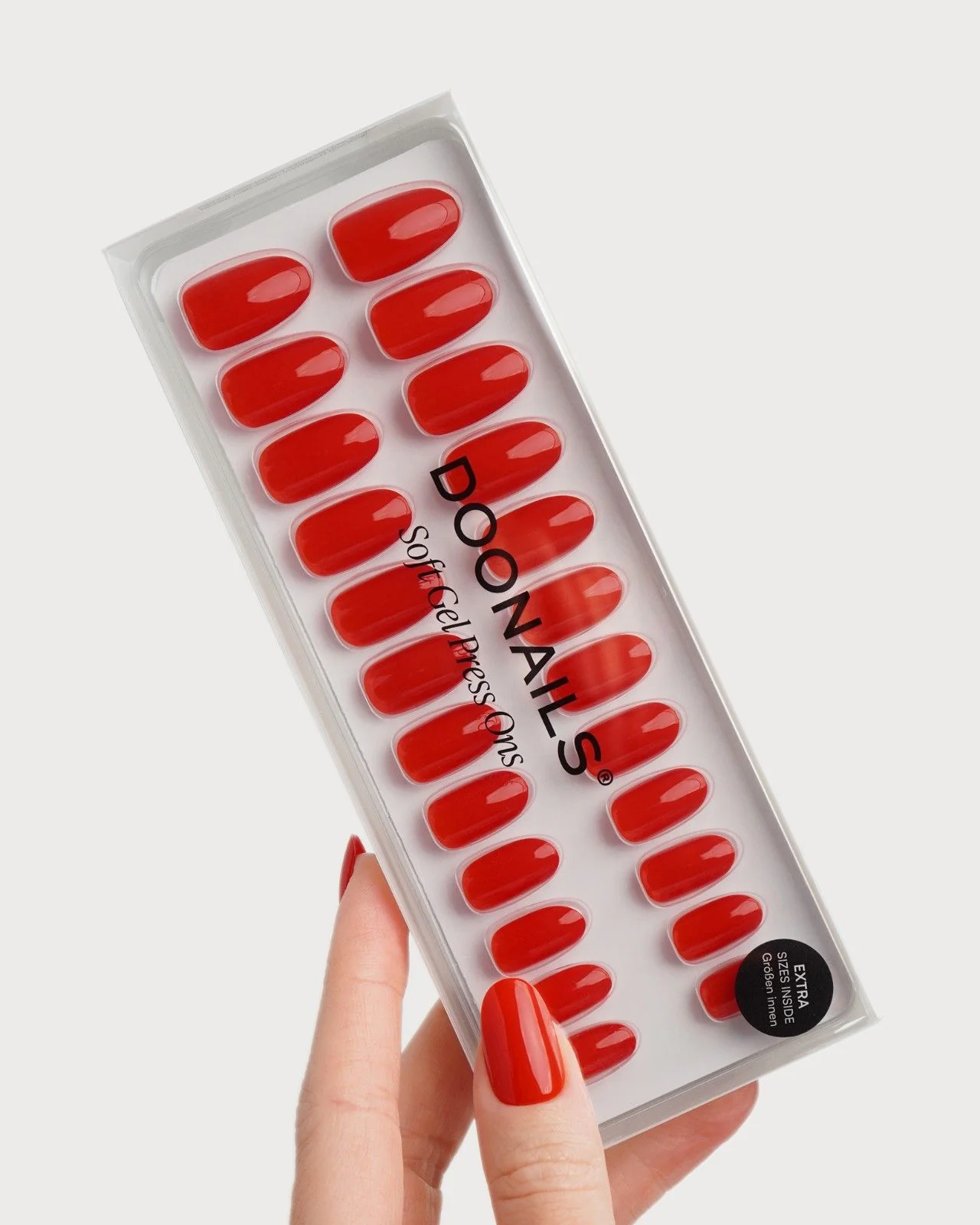 Rose Red Medium Round Soft Gel Press Ons - Image 3