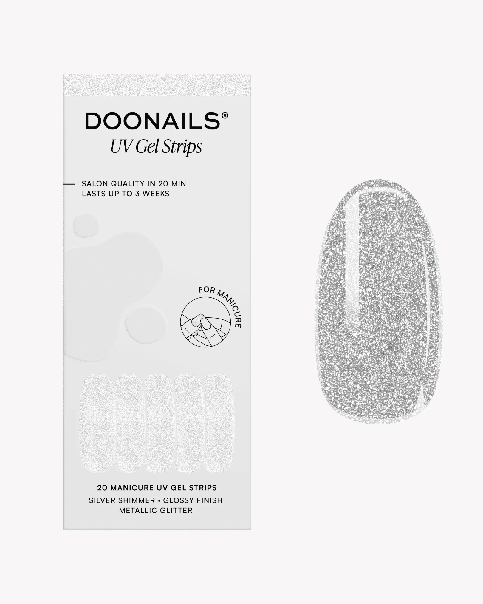 Silver Shimmer UV Gel Strips